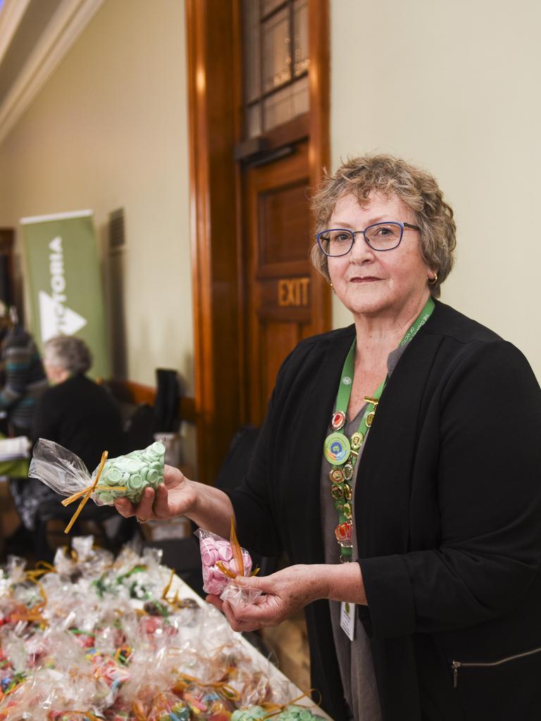 Wendy Earwicker, Bunyip, selling lollies at the CWA Victoria annual general meeting in 2019 was held at the Williamstown Town Hall. Picture: Dannika Bonser