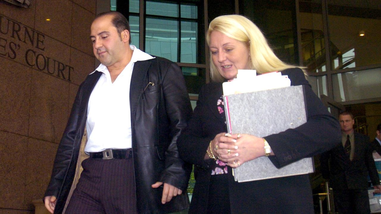 Tony Mokbel  leaves Melbourne Magistrates Court with his lawyer, Nicola Gobbo.