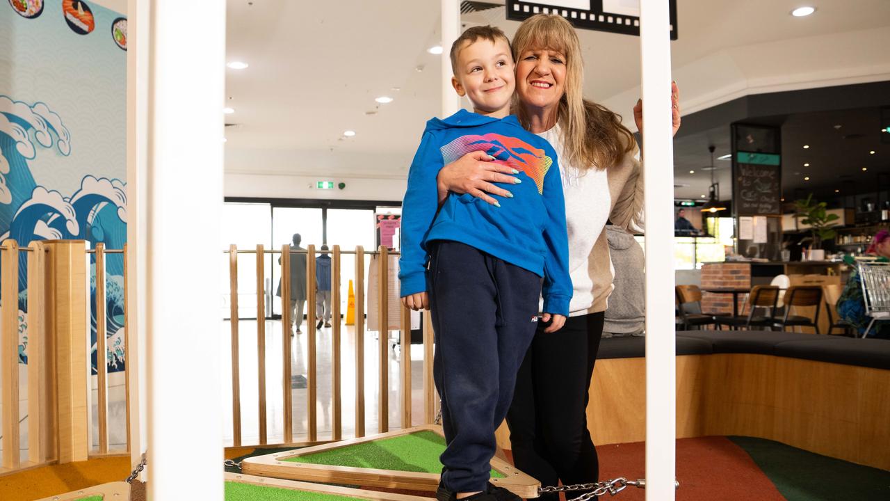 Hollywood Plaza shoppers Daniel, 6, and Mary Strusi, 62, from Salisbury Downs. (The Advertiser/ Morgan Sette)