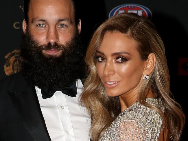 Jimmy Bartel of Geelong and Nadia Bartel during the 2016 Brownlow Medal Count Red Carpet Arrivals at Crown Casino on Monday, September 26, 2016, in Melbourne, Victoria, Australia. Picture: Tim Carrafa