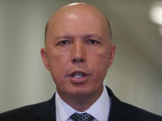 Home Affairs Minister Peter Dutton at Parliament House in Canberra.