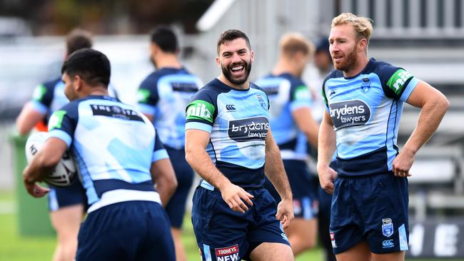 James Tedesco and Damien Cook are key to Fittler’s game plan. (AAP Image/David Moir)