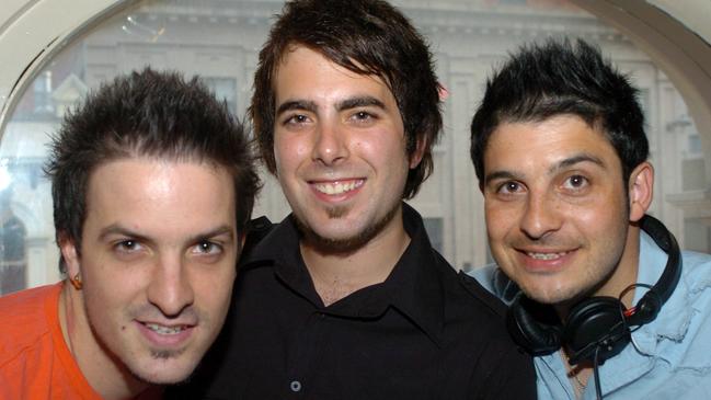 Matt Tyrrell of Renown Park, Angelos Anemouri and DJ Professor X (Chris) at Angelos Anemouri’s 21s birthday party at Sugar nightclub.