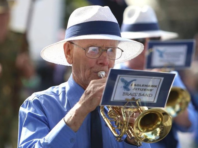 Beloved Eaglehawk man Pierce Grenfell turned 100 in February 2024, the latest feather in the cap of a well-lived life. Picture: Eaglehawk Citizens' Brass Band.