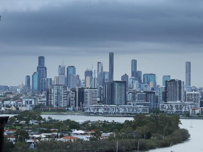 Storm clouds over Brisbane CBD. Photographer: Liam Kidston.