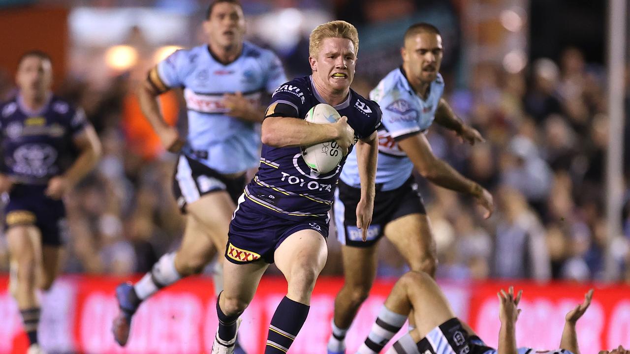 Tom Dearden scored a superb solo try. Picture: Mark Kolbe/Getty Images