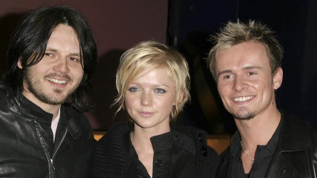 S Club 7’s Paul Cattermole, Hannah Spearritt and Jon Lee. Picture: Fred Duval/FilmMagic