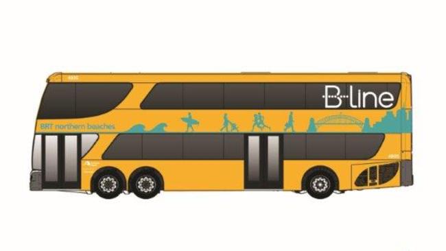 Artist’s impressions of the B-line double-decker buses which are set to transform public transport on Sydney's northern beaches.