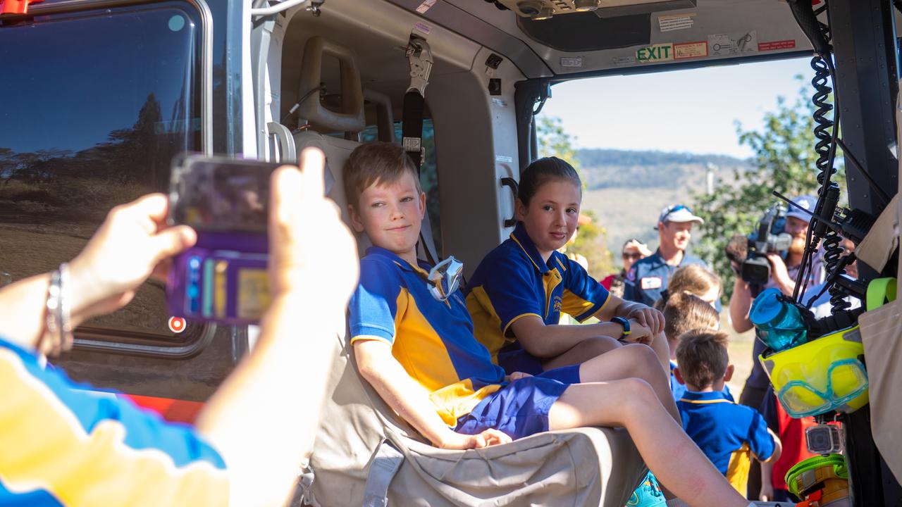 Mount Whitestone State School in the Westpac helicopter. PHOTO: ALI KUCHEL