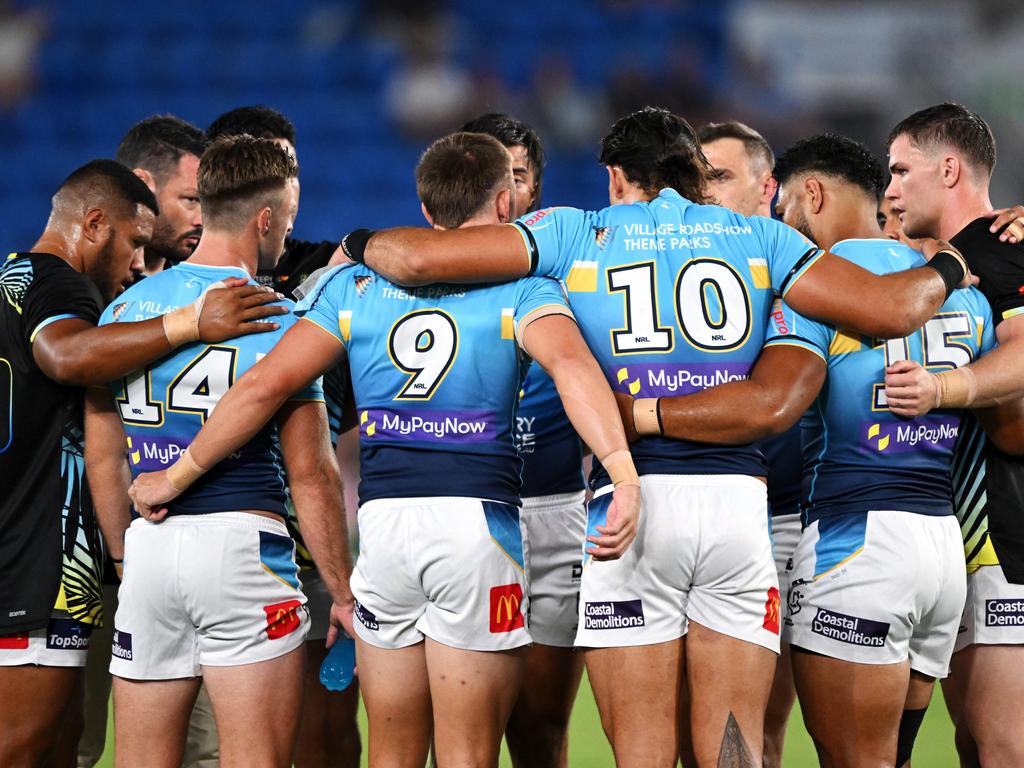 It was an extremely underwhelming showing from the Gold Coast Titans in round one. Picture: Bradley Kanaris/Getty Images