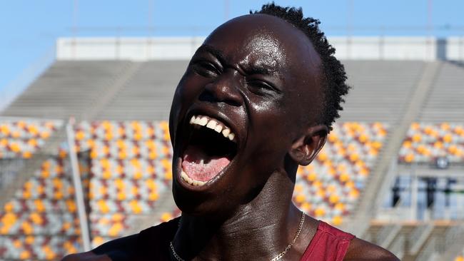 NATHAN AUSTRALIA Friday 6th December 2024 - Australian All Schools Championships at QSAC in Brisbane - Queenslands Gout Gout wins the u/18 100 metre mens final Picture David Clark