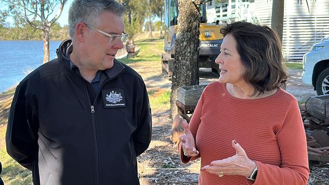 Murray Watt, Federal Minister Emergency Management with Ballina Mayor Sharon Cadwallader at Coraki during an announcement of labours next tranche of the Northern Rivers Recovery and Resilience Program funding.