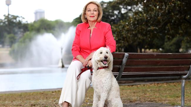 Ita Buttrose, with her dog Cleo, will help celebrate Moore Park's 150th anniversary this weekend. Picture: Carly Earl