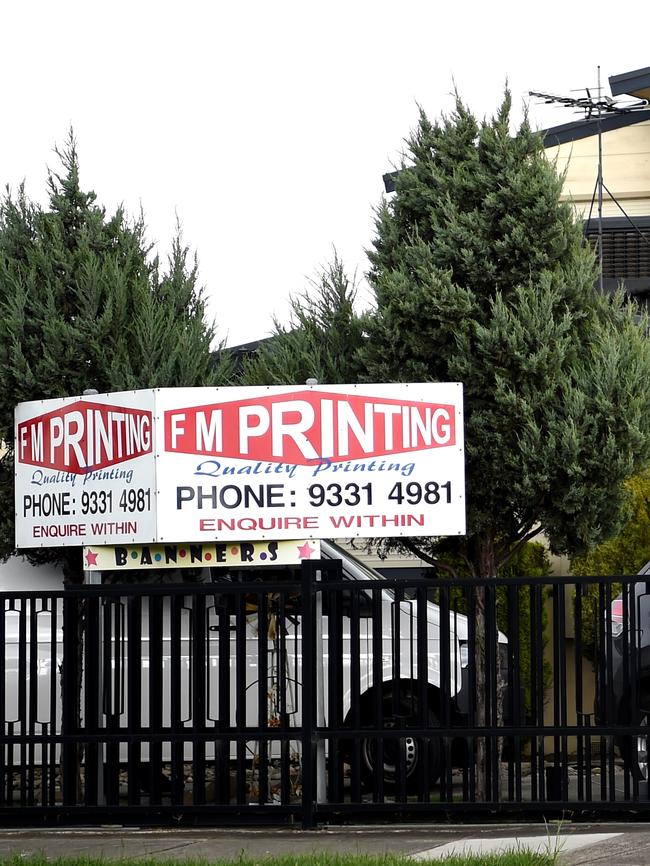 F &amp; M Printing was raided last year. Picture: Nicole Garmston