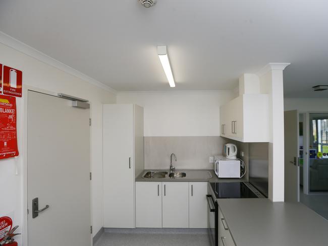 The kitchen of one of the five units at a new women's facility at Rison Prison, Hobart. The mother-baby units at the Mary Hutchinson’s Women’s Prison were opened today and are named after the late Attorney General, Dr Vanessa Goodwin. Picture: MATT THOMPSON