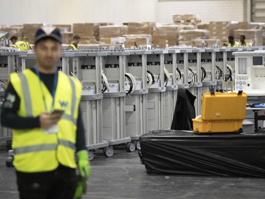 Ventilators are ready to be used at the centre. Picture: Stefan Rousseau/Pool Photo via AP.