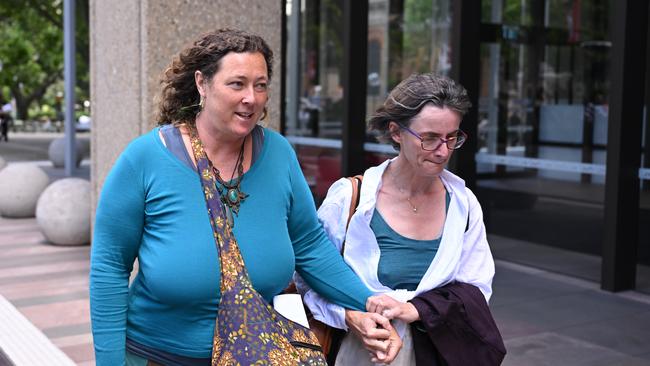 Shanelle Dawson (left) the daughter of Chris Dawson leaves the Supreme Court of NSW in Sydney on November 10, 2022. Picture: AAP