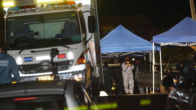 Police forensics at McGurk’s Cremorne home following his execution.