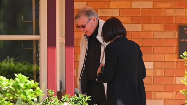 George Pell at the Seminary of the Good Shepherd in Sydney’s Homebush before flying to Rome on Tuesday night. Picture: Steven Saphore