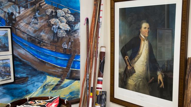 Paintings and relics at the Cooktown Re-enactment Association. Picture: Marc McCormack