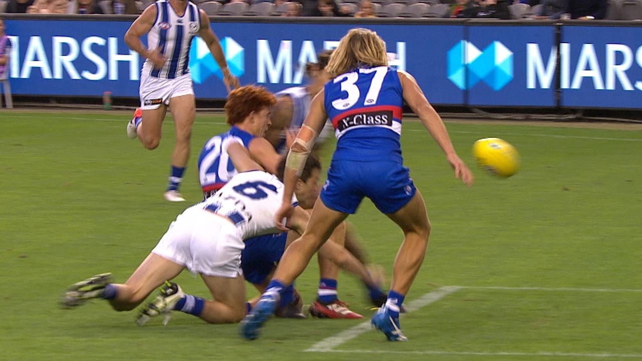 Ed Richards suffered a concussion due to this bump from Marley Williams.