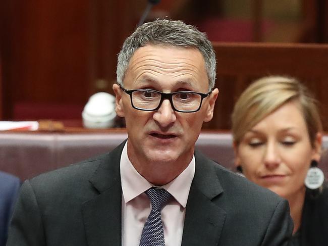 Greens Leader Senator Dr Richard Di Natale in the Senate Question Time in the Senate Chamber at Parliament House in Canberra. Picture Kym Smith