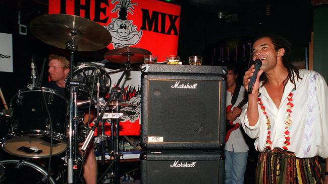 Jim Courier and Yannik Noah playing in a band.