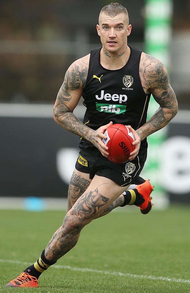 Dustin Martin in full flight at Punt Rd. Picture: Michael Klein