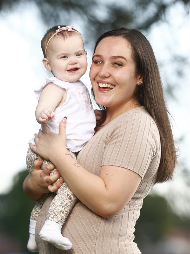 Sydney mum Cheyenne Cantali and her eight-month-old daughter Wynter. Picture: Richard Dobson