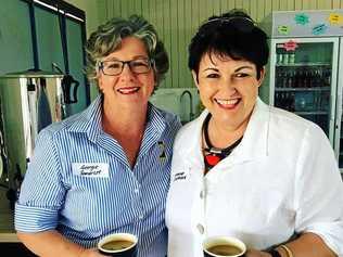 Georgie Somerset and Lorraine Crothers at the Dirranbandi AgForce meeting. Picture: Sharon Purcell