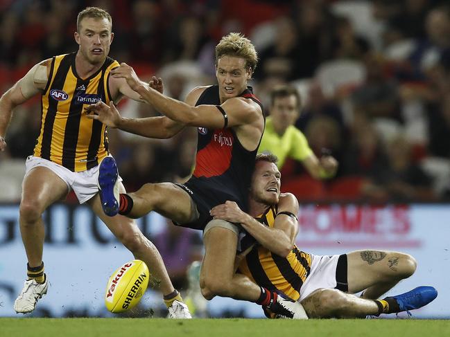 Hawthorn clashes with Essendon at UTAS Stadium on Sunday. Picture: Getty