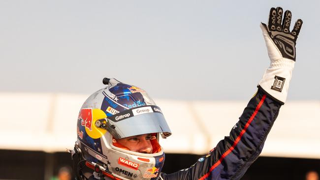 Shane van Gisbergen after claiming race three in his Red Bull Ampol Holden Commodore ZB. Picture: Getty Images