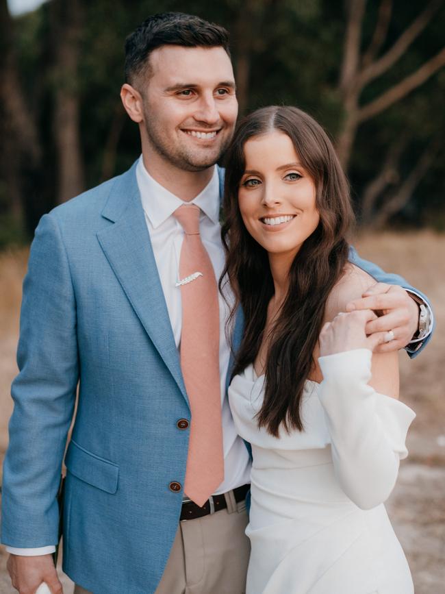 Newlyweds Kate Taeuber and Reece Turner. Picture: Meaghan Coles