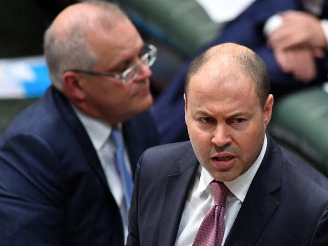 Josh Frydenberg speaks at the despatch box during of Question Time. Picture; Getty Images.