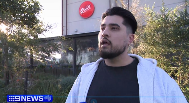 Shoppers react to horror machete lockdown. Picture: Channel 9