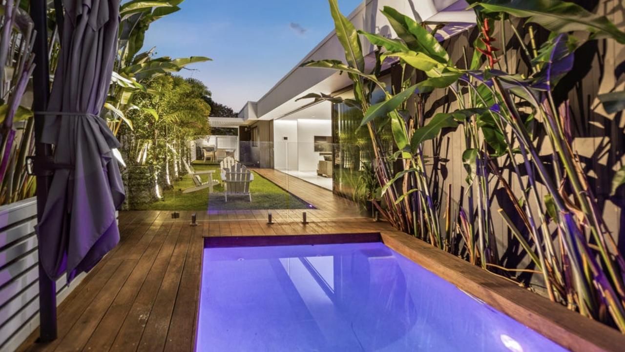 The pool area.