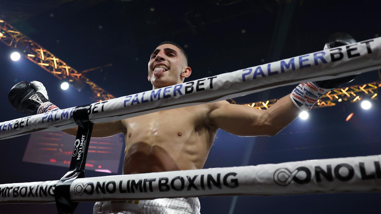 Ahmed Reda celebrates his win. Pictures: No Limit Boxing/Gregg Porteous