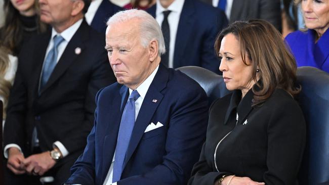 US President Joe Biden and Vice President Kamala Harris attend the inauguration. Picture: AFP