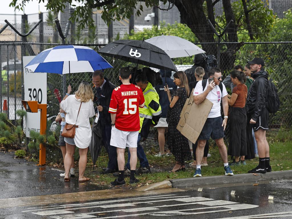 Taylor Swift fans outside ExecuJet Sydney as US singer Taylor Swift arrives for the Sydney leg of her tour. Picture: Richard Dobson