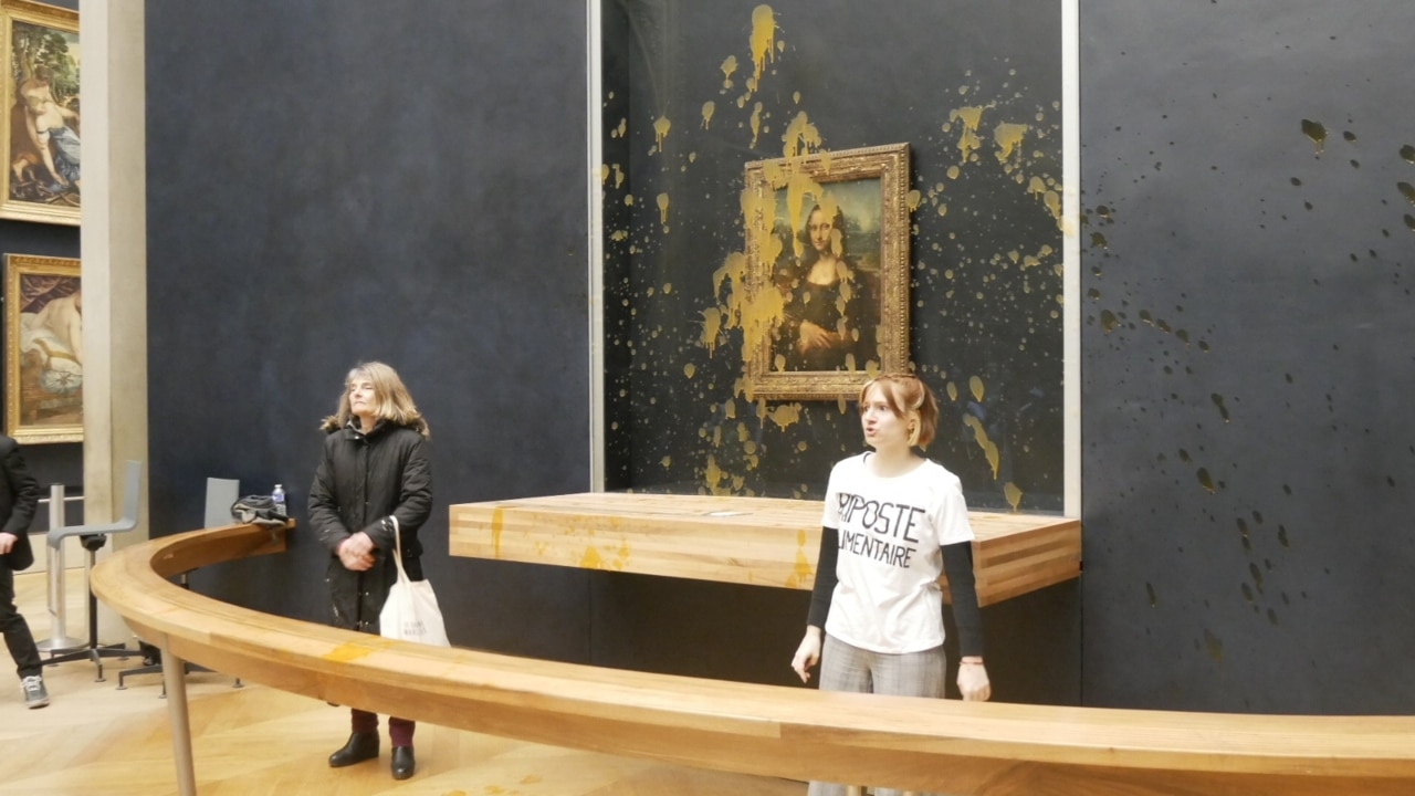 Environmental activists hurl soup at the Mona Lisa