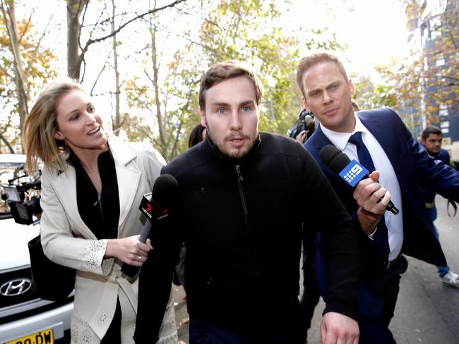 Adam Cranston leaves Sydney Police Centre in Surry Hills after being released on bail. Picture: Dylan Robinson