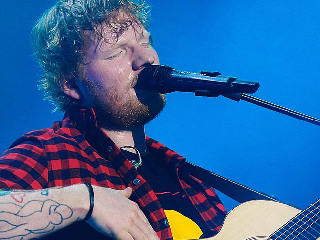 British singer Ed Sheeran performing in concert at Etihad Stadium in Melbourne , Australia. Picture : Ian Currie