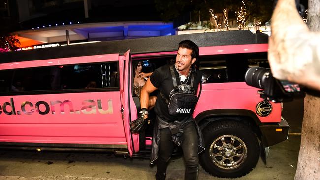 Travers 'Candyman' Beynon arriving at Love Nightlife nightclub in Broadbeach.