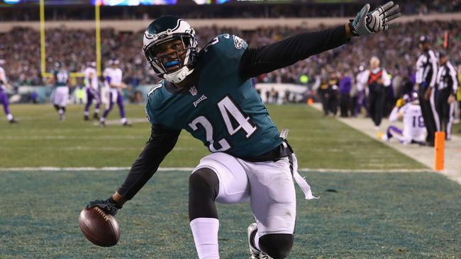 Corey Graham of the Philadelphia Eagles celebrates his fourth-quarter interception against the Minnesota Vikings. Picture: AFP