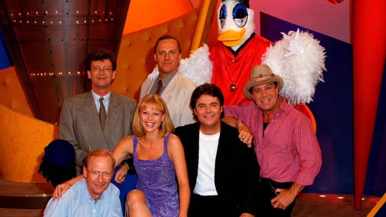 The cast of <i>Hey Hey It's Saturday</i>: Red Symons, Wilbur Wilde, Plucka Duck, John Blackman, Jo Beth Taylor, Daryl Somers and Ian 'Molly' Meldrum. Picture: Supplied/