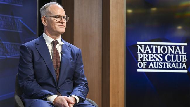 NewsCorp Australasia executive chairman Michael Miller at the National Press Club on Wednesday. Picture: NCA NewsWire/Martin Ollman