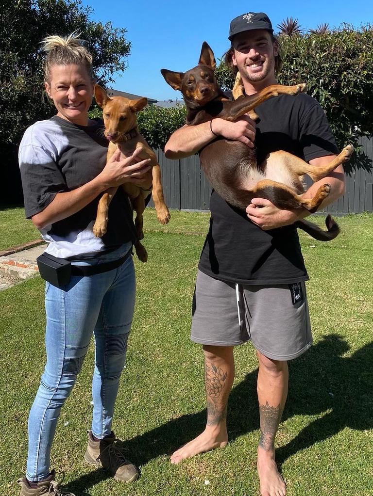 Parramatta captain Clint Gutherson with his dogs Poppy and Otis. Picture: Instagram