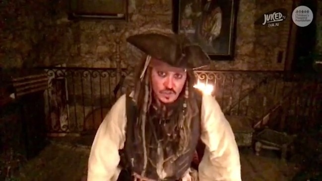 Johnny Depp as Captain Jack Sparrow pays a video visit to Qld Children's Hospital (Juiced TV)