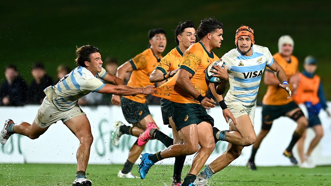 Jarrah McLeod of Australia in action during The Rugby Championship. Picture: Albert Perez/Getty Images.