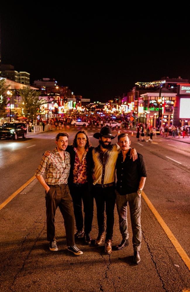 Kingswood's Jack, Fergus, Alex and Josh in Nashville on the eve of their European tour. Picture: Supplied.